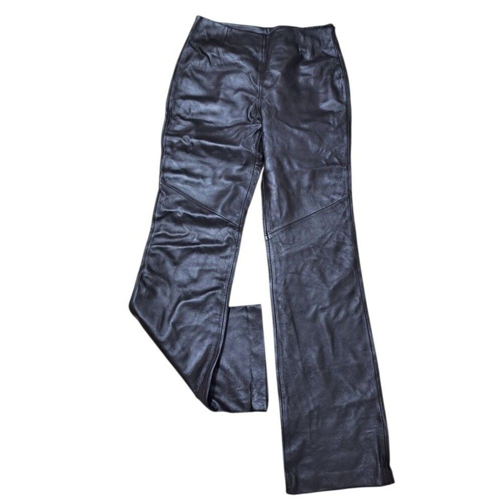 Siena Studio Women's Brown Leather Straight Leg Moto Pants Sz 6